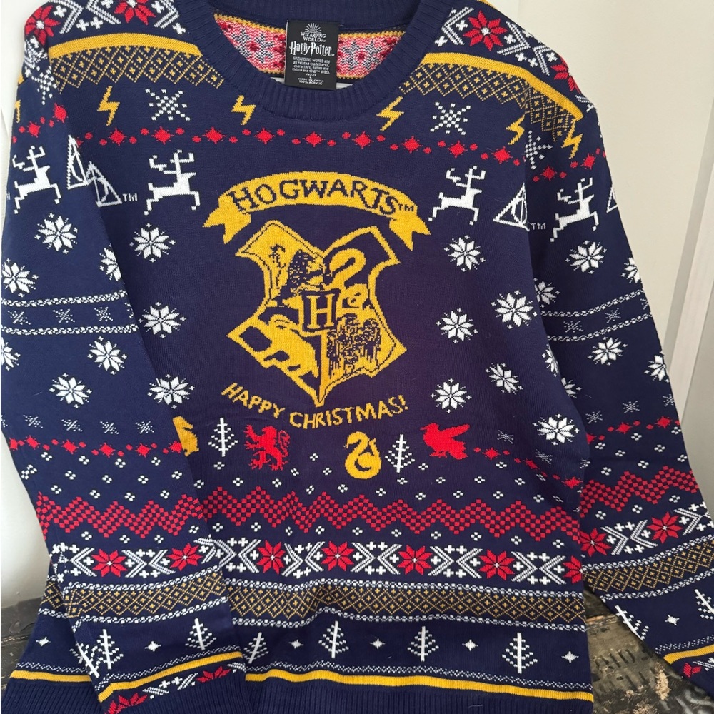 Happy Christmas Sweater - Blue and Yellow